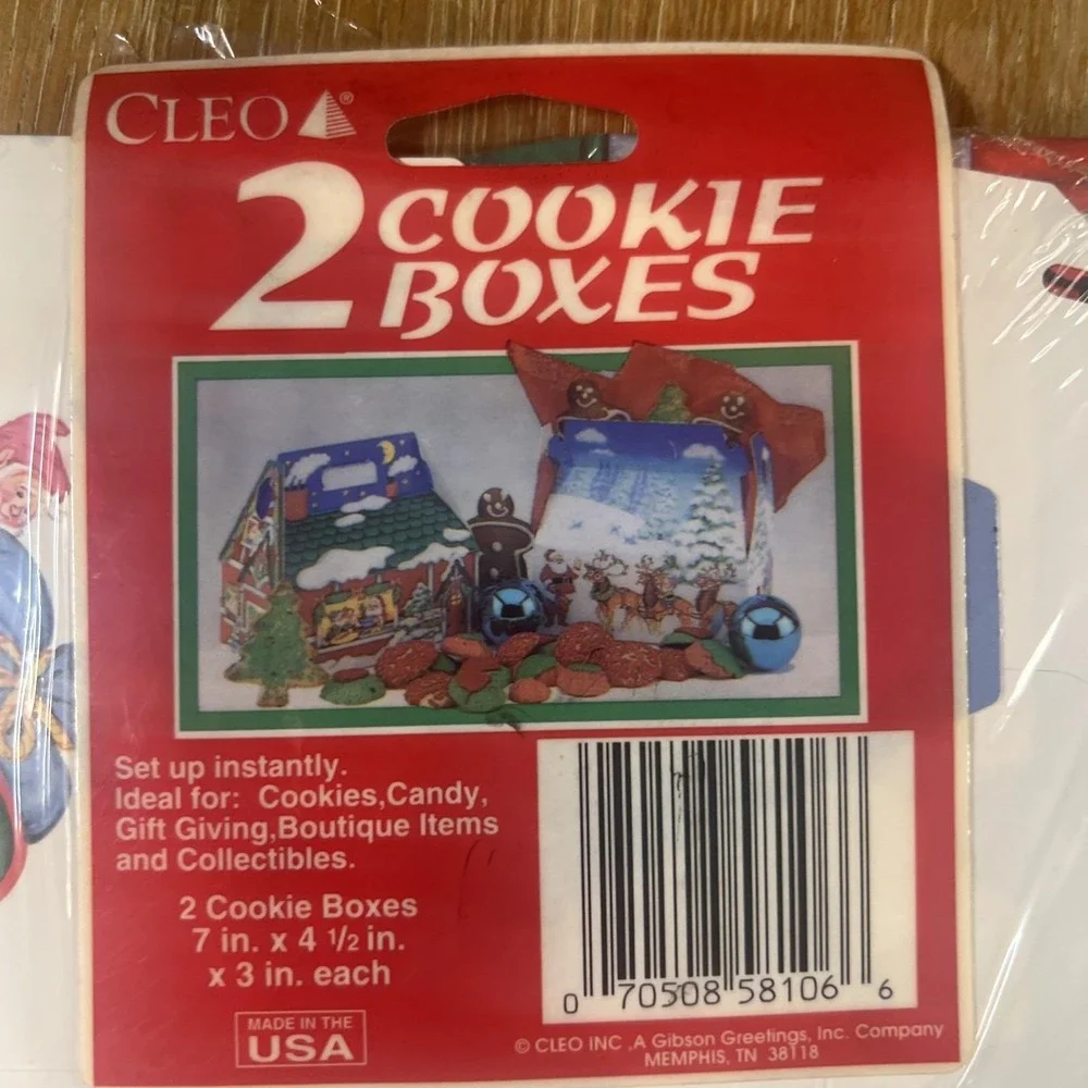 Vintage Cleo 2 Cookie Candy Gift Boxes Christmas Holiday‎ New!